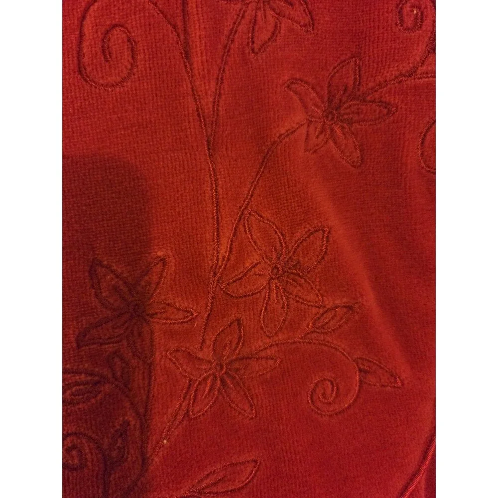 Vtg Classic Elements Red Velour/Fleece Robe Full Zip Maxi Size M/M 10-12